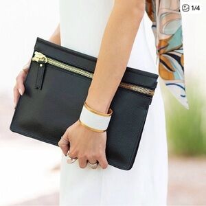 India Hicks Clutch Bag with Gold Accents